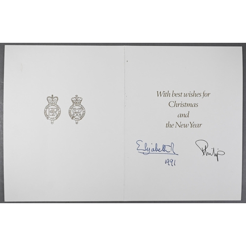 1099 - HM Queen Elizabeth II and HRH the Duke of Edinburgh Christmas card with printed photographic front a... 