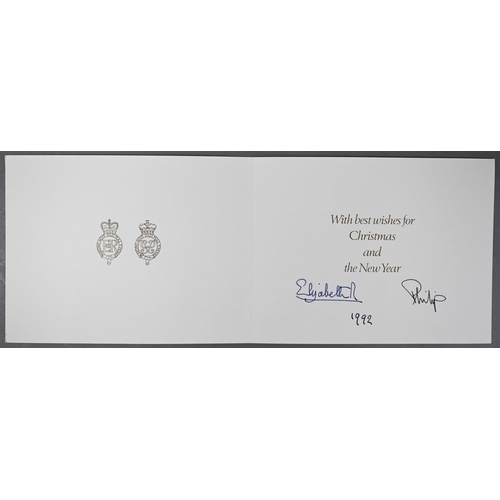 1100 - HM Queen Elizabeth II and HRH the Duke of Edinburgh Christmas card with printed photographic front a... 