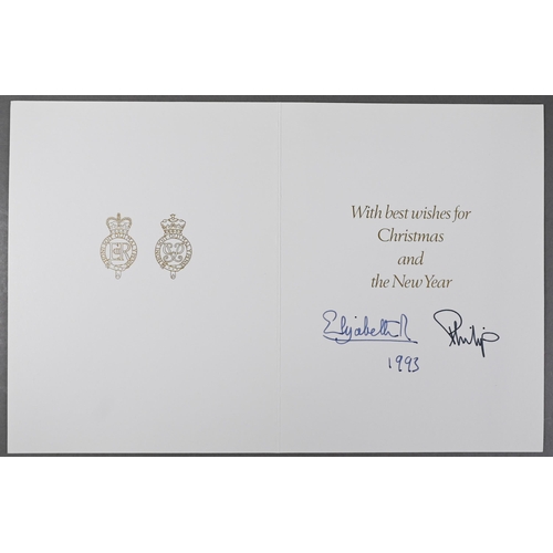 1101 - HM Queen Elizabeth II and HRH the Duke of Edinburgh Christmas card with printed photographic front a... 