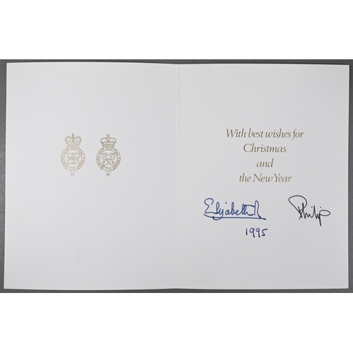 1103 - HM Queen Elizabeth II and HRH the Duke of Edinburgh Christmas card with printed photographic front a... 