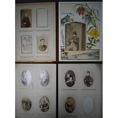 1124 - Two Victorian embossed leather photograph albums containing family portraits (one with lithographic ... 