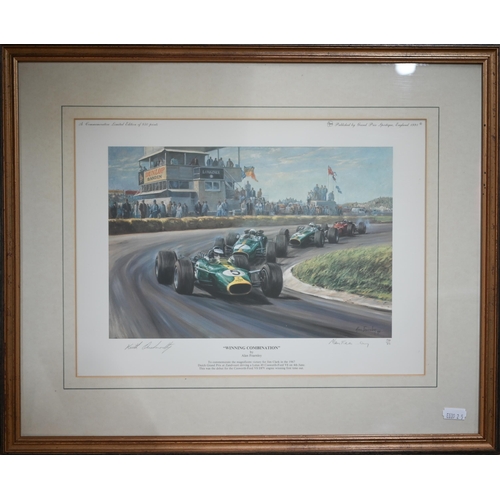 1131 - A collection of eight framed limited edition motor racing F1 (Formular 1) coloured prints by Alan Fe... 