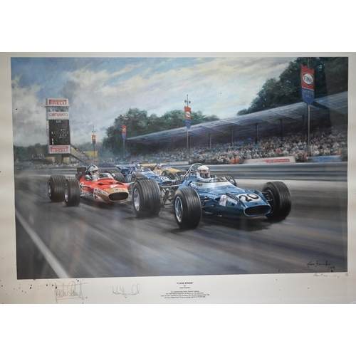 1131 - A collection of eight framed limited edition motor racing F1 (Formular 1) coloured prints by Alan Fe... 