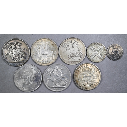 1148 - 1890 crown (worn), 1892 crown (fair) to/w various later crowns and other coins, banknotes etc