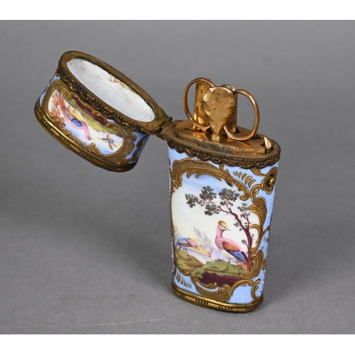 1165 - A 19th century Continental enamel and gilt metal necessaire in the Rococo manner, painted with reser... 