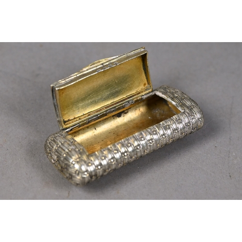 1167 - George III silver and parcel-gilt snuff box, chased as basket-work, maker not identified, London 180... 