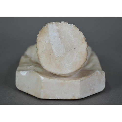 1181 - Victorian carved alabaster paperweight, modelled as a hand 16 cm long to/w a Victorian set of drawin... 