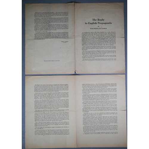 1193 - 'The Reply To English Propoganda' a five page Third Reich propoganda pamphlet by Dr. Goebbels, print... 