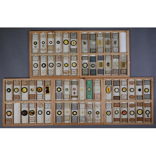 1228 - Seven cases of antique and later prepared microscrope slides etc