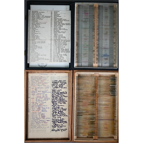 1228 - Seven cases of antique and later prepared microscrope slides etc