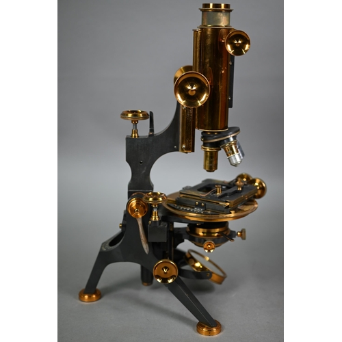 1229 - W Watson & Sons lacquered brass Van Huerke compound microscope with multiple lenses and intercha... 