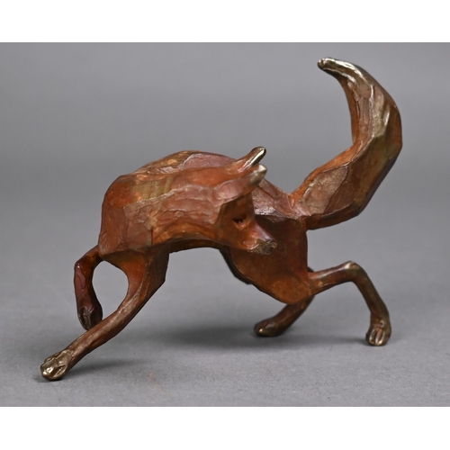 1237 - Michael Storey (b 1948) - brown-patinated bronze, 'Hunting Fox', signed, 7.5 x 10 cm 