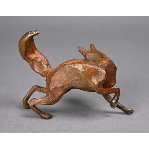 1237 - Michael Storey (b 1948) - brown-patinated bronze, 'Hunting Fox', signed, 7.5 x 10 cm 