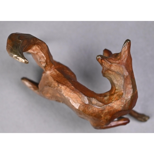 1237 - Michael Storey (b 1948) - brown-patinated bronze, 'Hunting Fox', signed, 7.5 x 10 cm 