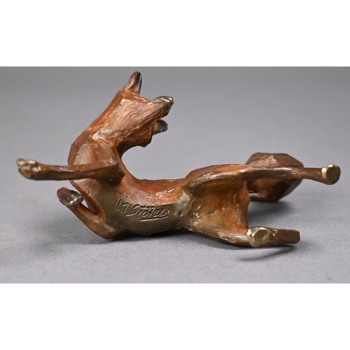 1237 - Michael Storey (b 1948) - brown-patinated bronze, 'Hunting Fox', signed, 7.5 x 10 cm 