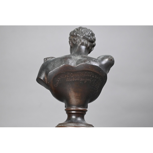 1239 - Small bronze patinated bronze classical bust of a young man, Gustav H Gladenbeck & Son, Friedric... 