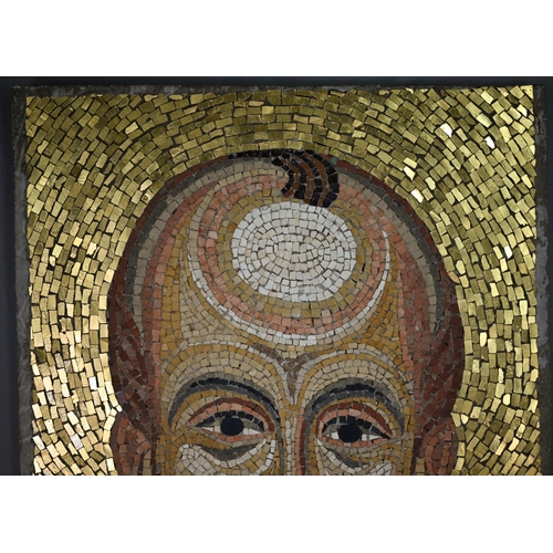 1261 - Romanesque mosaic portrait of a saint with golden halo 52 x 37 cm