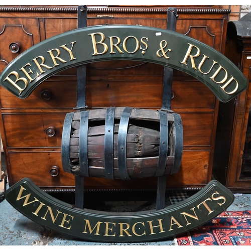 1305 - Berry Bros. & Rudd, a double sided hanging wine merchants commercial premises sign, with suspend... 