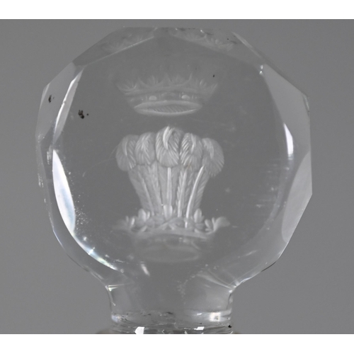 530 - Fine quality early 19th century glass large goblet and cover, the facetted finial engraved with cres... 