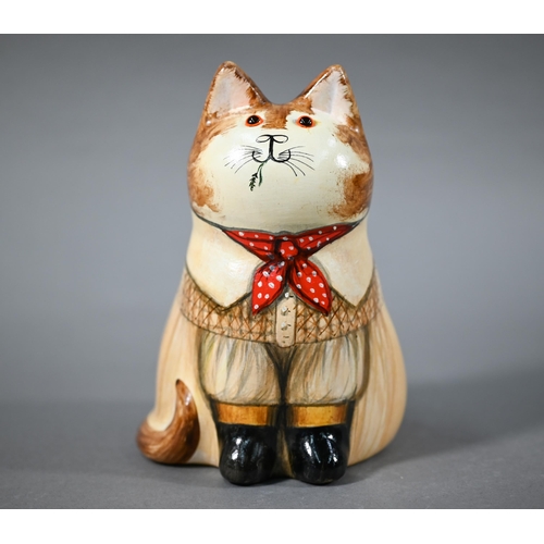 563 - Joan and David de Bethel - Rye pottery cat, no 7283, 1999, 18 cm high