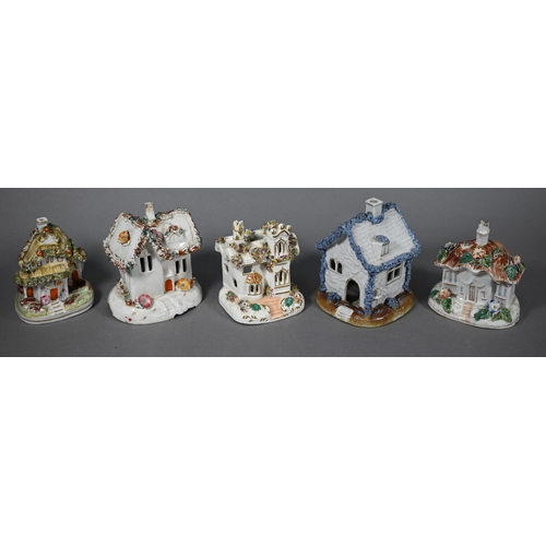 578 - Eleven various Victorian Staffordshire pottery cottage pastille-burners, to/w two similar pot pourri... 