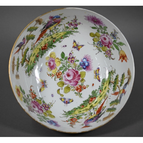 585 - A 19th century Continental porcelain punch-bowl in the manner of the 18th century Worcester factory,... 