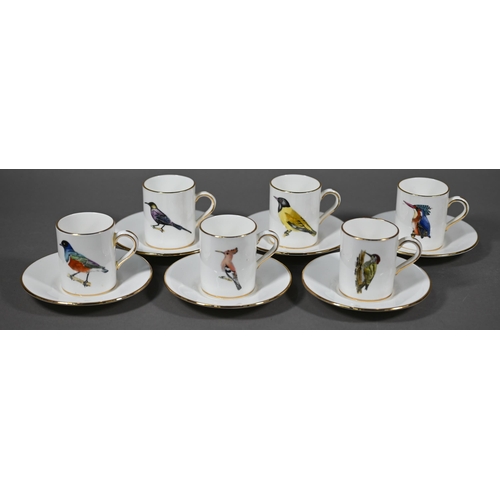 590 - Set of six Hammersley china coffee cans and saucers for Rowland Ward, Nairobi, Kenya, printed with b... 