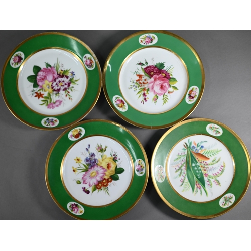 599 - A set of twelve 19th century Continental porcelain cabinet plates individually painted with floral s... 