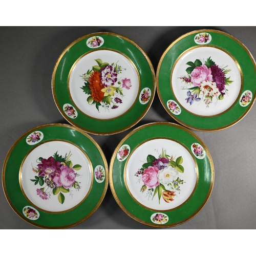 599 - A set of twelve 19th century Continental porcelain cabinet plates individually painted with floral s... 