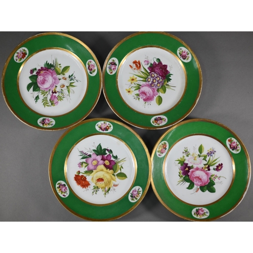 599 - A set of twelve 19th century Continental porcelain cabinet plates individually painted with floral s... 