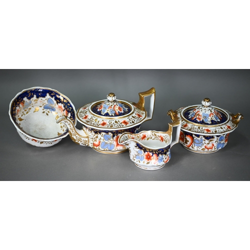 600 - A Regency china part tea service, painted and gilded with floral and foliate decoration, comprising ... 