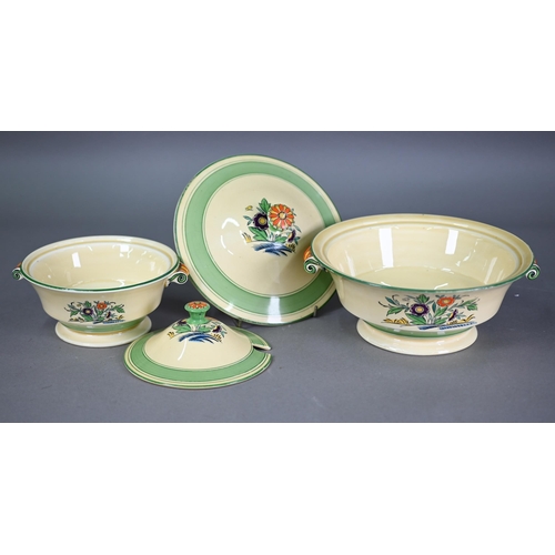 602 - Minton Art Deco pottery 'Daisy' pattern dinner service for six printed and painted with stylised flo... 