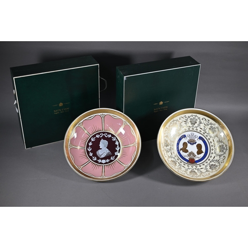 604 - Two boxed ltd ed Minton Royal Commemorative bowls, Queen Mother 80th birthday 1980 no 36/80 and 1981... 