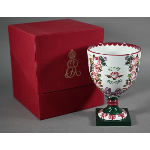 605 - Boxed Royal Doulton Wemyss Centenary Goblet 1980, 19 cm high