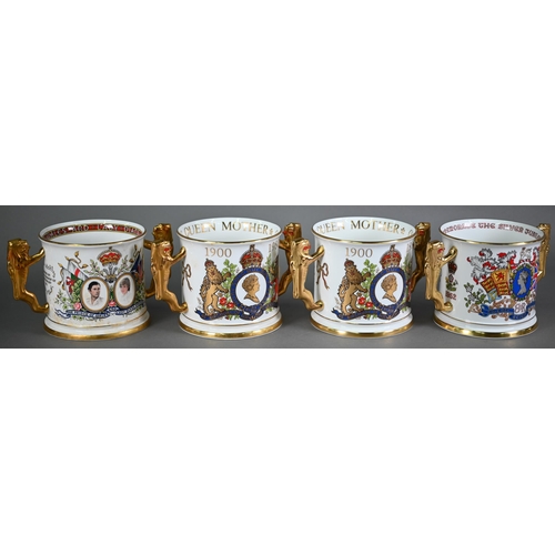 610 - Four boxed Paragon China ltd ed Royal Commemorative loving cups with lion handles, 12 cm high (4)