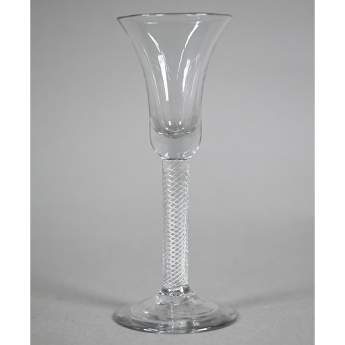 643 - Georgian drinking glass with trumpet-shaped bowl, on air-twist stem with domed foot, 16.5 cm