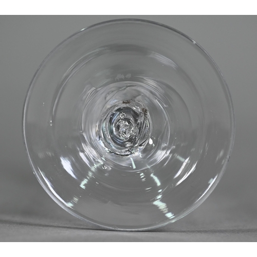 643 - Georgian drinking glass with trumpet-shaped bowl, on air-twist stem with domed foot, 16.5 cm