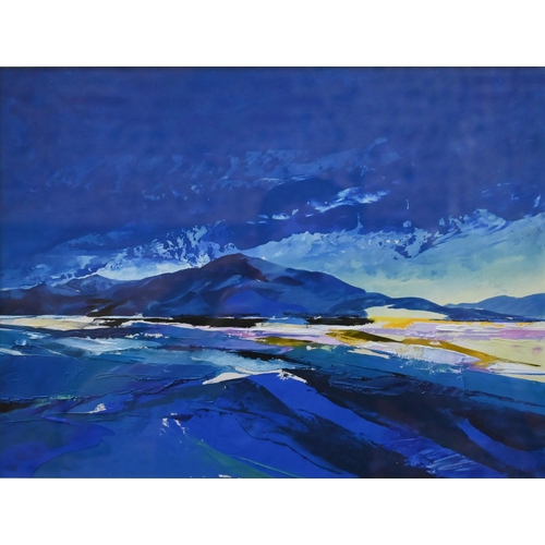 652 - Donald Hamilton Fraser (1929-2009) RA - 'Landscape - Kyle of Durness', oil and acrylic on board, sig... 