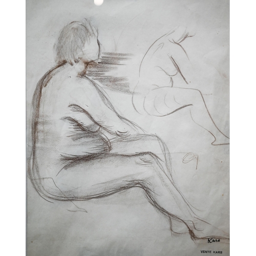 667 - Georges Kars (1880-1945) - Female nude, drawing, signed lower right, 29 x 37 cm