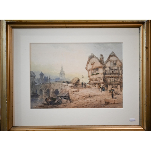 673 - N S Crichton - A pair of French views, watercolour, signed, 26 x 36 cm (2)