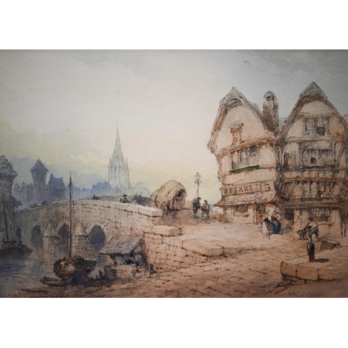 673 - N S Crichton - A pair of French views, watercolour, signed, 26 x 36 cm (2)