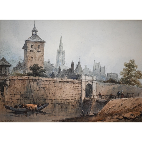 673 - N S Crichton - A pair of French views, watercolour, signed, 26 x 36 cm (2)