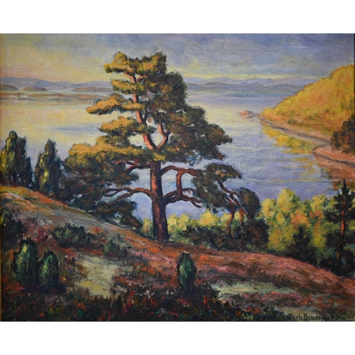 687 - Carlo Deberitiz - A Norwegian landscape, oil on canvas, signed lower right and dated '43, 41 x 50 cm... 