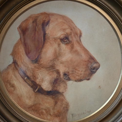 698 - Florence Jay (fl 1905-1920) - A trio of watercolour studies of labradors, 14.5 cm diam (3)