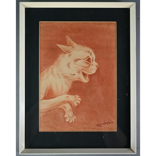 703 - Louis Wain (1860-1939) - Profile study of a happy cat, watercolour, signed lower right, 23 cm x 16 c... 