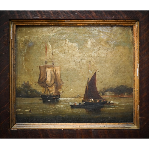 713 - Early 19th century English school - A pair of maritime views close to shore, oil on canvas, 24 x 29 ... 