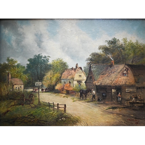 716 - A H Vickers (1834-1919) - The old inn at Melford near Ipswich, oil on canvas, signed and dated 1911 ... 