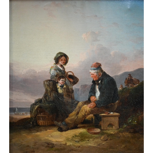 720 - William Shayer Snr (1788-1879) - Fisherfolk on a beach, oil on canvas, signed lower right, 34 x 29 c... 