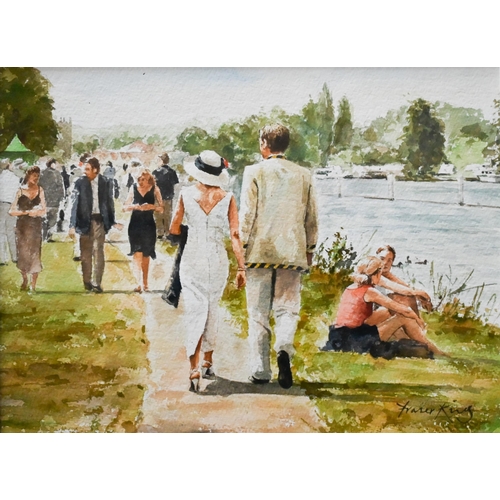 739 - Fraser King (b 1969) - 'Along the River bank' Henley, watercolour, signed lower right, 25 x 34 cm