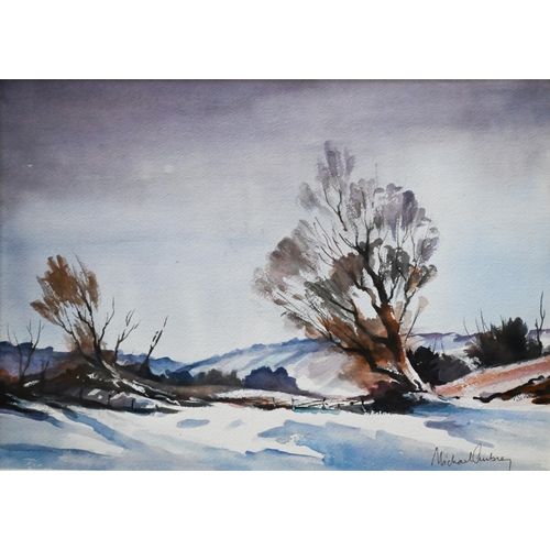 742 - Michael Aubrey - 'In The Bleak Midwinter', watercolour, signed lower right, 25 x 35 cm